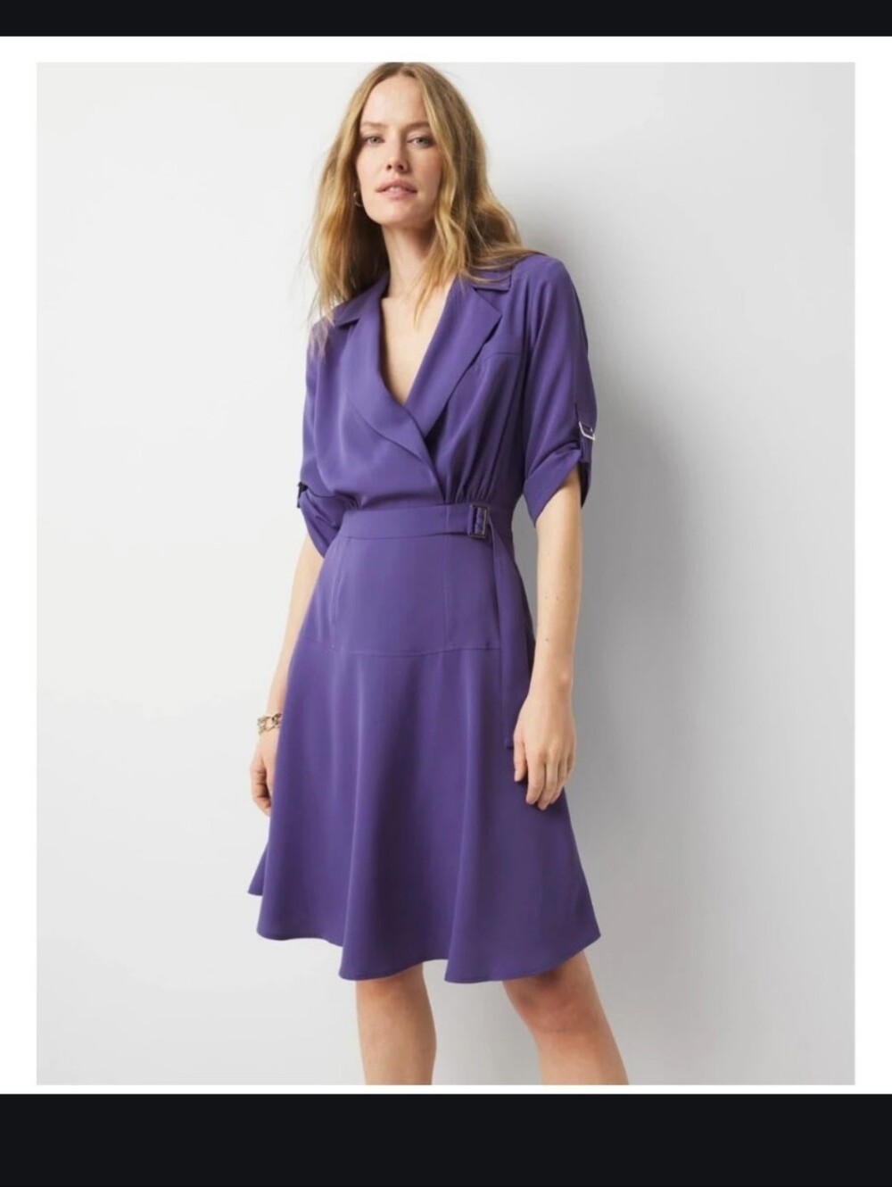 White House Black Market Lavender Wrap-Style Midi Dress
